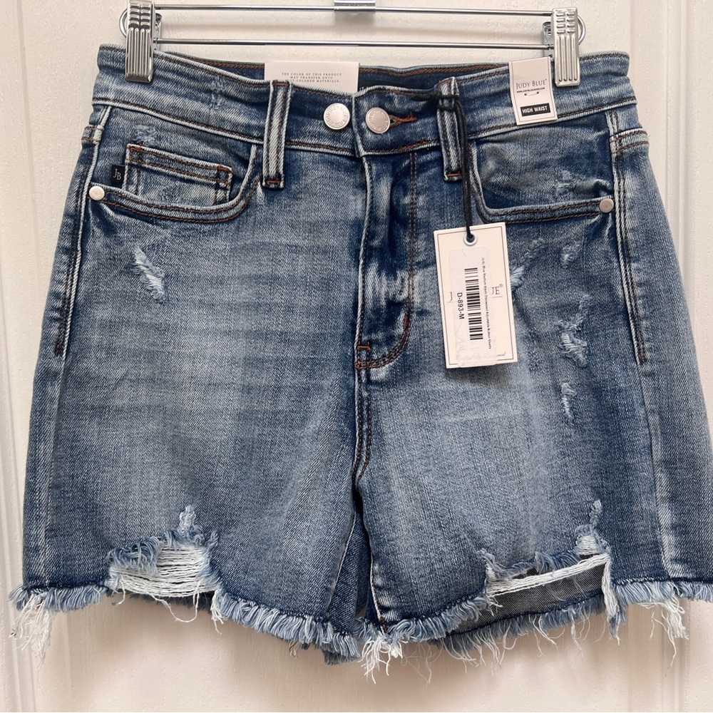 Judy Blue High Waisted Shorts- "Rigid Magic Destroy Cut Off" Woman’s Medium NWT - Picture 3 of 16